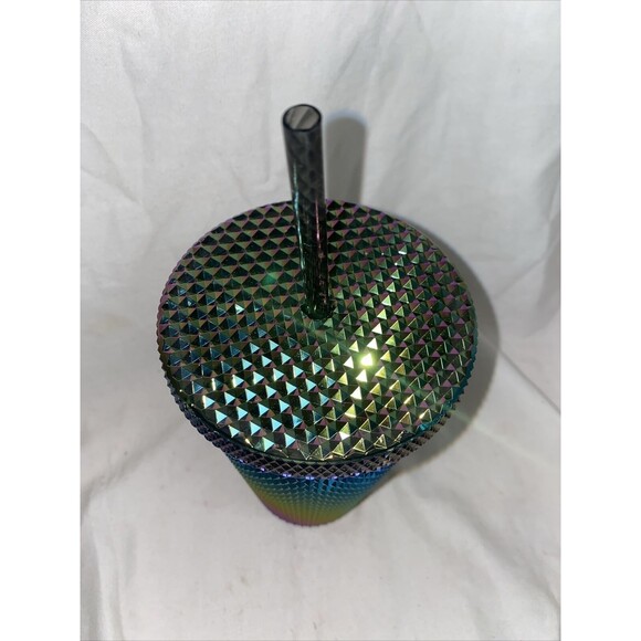 Starbucks Fall 2023 Black PVD Metallic Bling Studded Grande Cup New Lmtd Rnbw - Picture 6 of 6